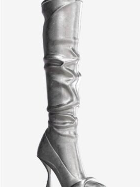 Hanifa Tall Silver Stiletto Knee-High Boot - Women's Fashion Boot